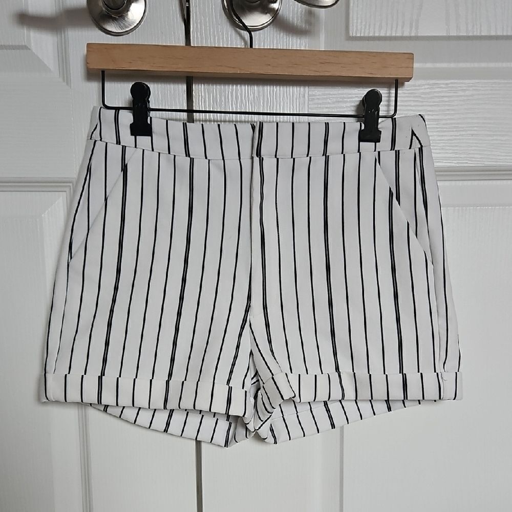 Striped Black and White Women's Shorts